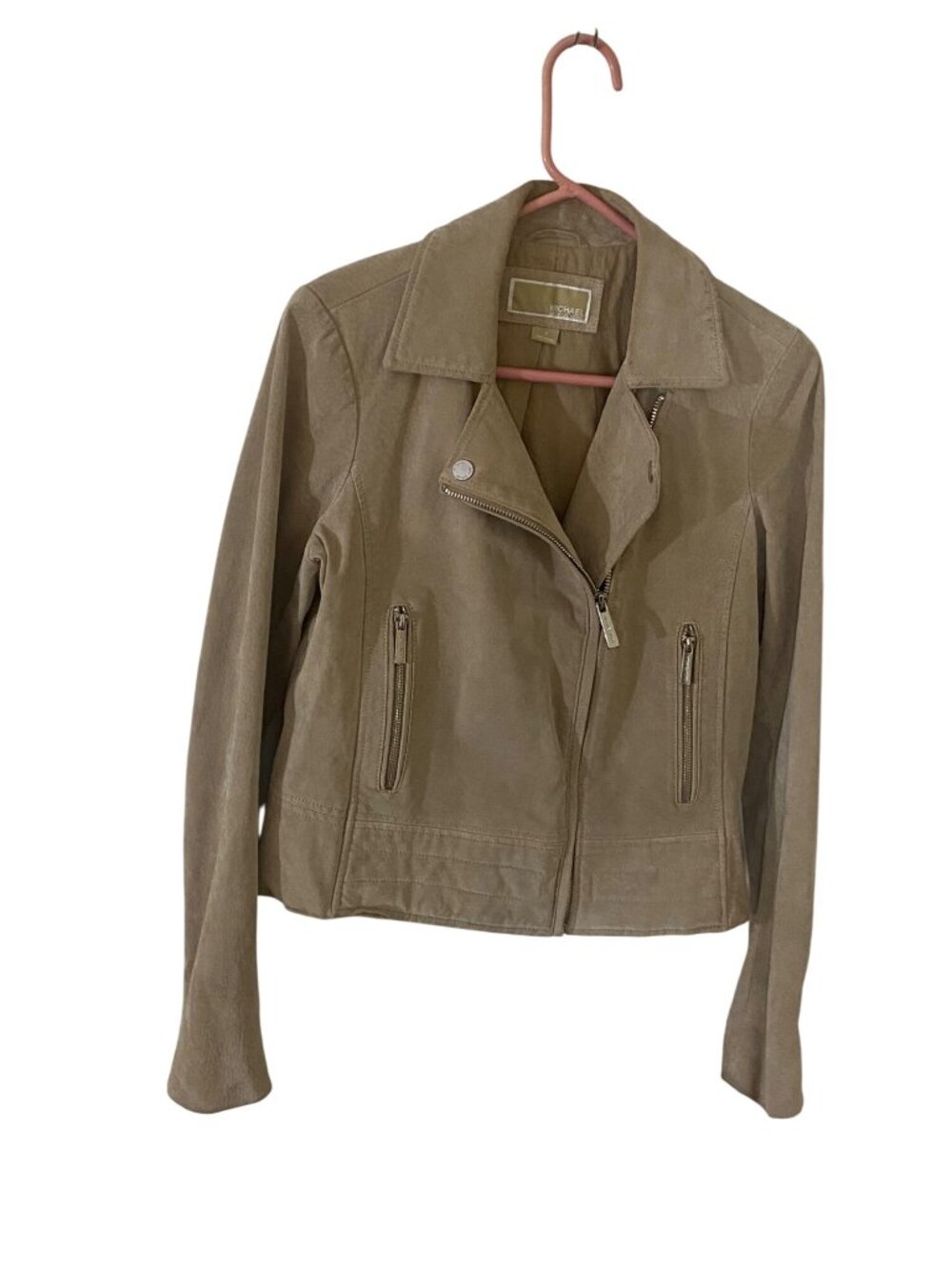 Michael Michael Kors Women's Tan Suede Full Zip Leather Jacket - Medium